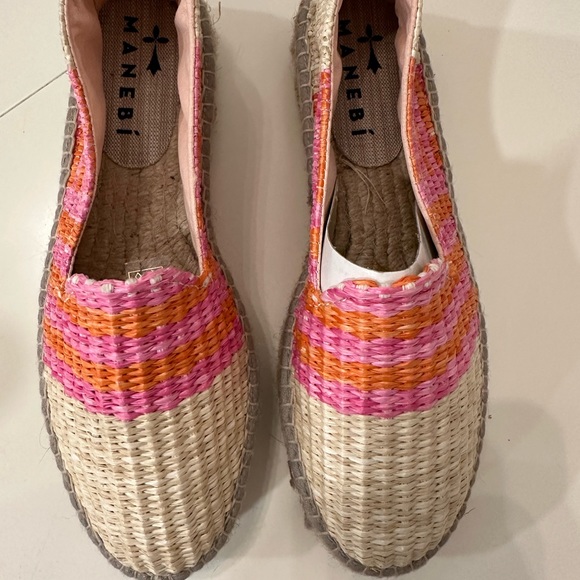 Manebi Raffia Stripes Double Sole Espadrilles Yucatán US 9 Women’s - Picture 2 of 8